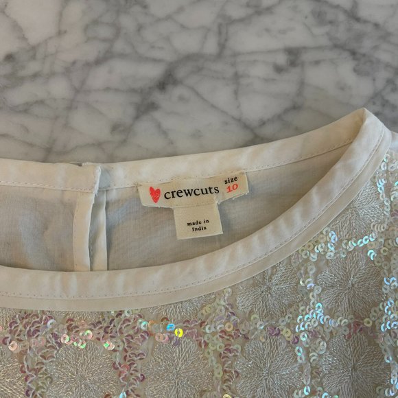 J. Crew Crewcuts Embellished White Blouse Girls Size 10 - Picture 3 of 5